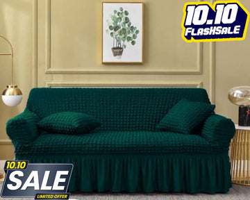 Fluffy Bubble Fabric Sofa Cover - Green